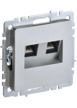 BRITE Розетка компьютерная двойная RJ45 кат.5E РК10-2-БрА алюминий IEK