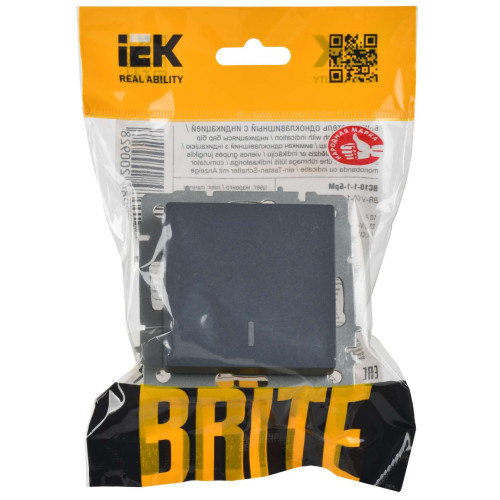 BRITE Выключатель 1-клавишный с индикацией 10А ВС10-1-1-БрМ маренго IEK