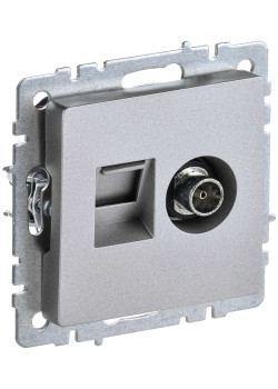 BRITE Розетка двойная TV+RJ45 кат.5E РТВ/РК12-БрА алюминий IEK