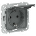 FLITE Розетка с заземлением с защитными шторками и крышкой 16А IP44 РСшкр11-0-44-ФлМА мокрый асфальт IEK