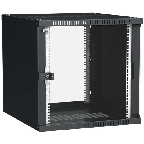 ITK Шкаф настенный LINEA WE 12U 600х600мм дверь стекло черный