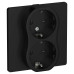 FLITE Розетка 2-местная с заземлением с защитными шторками 16А РСш12-0-К-ФлЧ черный IEK