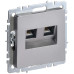 BRITE Розетка двойная RJ11+RJ45 кат.5E РК/Т12-БрС сталь IEK