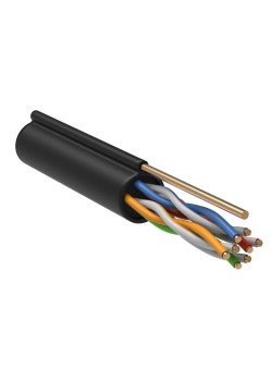 Кабель витая пара F/UTP кат.5E 100МГц 4 пары LDPE OUTDOOR трос 1,2мм 1м черный GENERICA