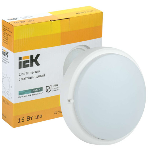 Светильник светодиодный ДПО 4003 15Вт 4000K IP54 круг белый IEK