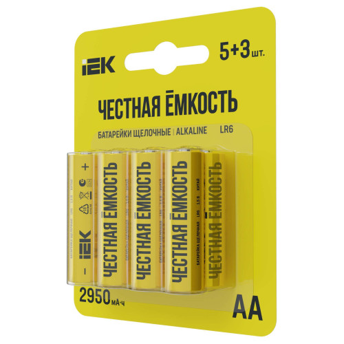 Батарейка щелочная Alkaline LR6/AA (5+3шт/блистер) ПРОМО IEK