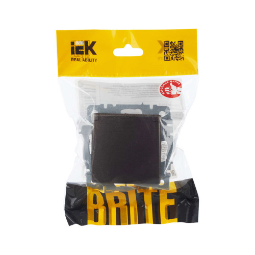 BRITE Розетка 1-местная с заземлением с защитными шторками и крышкой 16А IP20 РСбш10-3-БрТБ темная бронза IEK