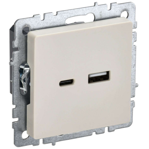 BRITE Розетка USB A+C 18Вт РЮ11-1-БрКр бежевый IEK