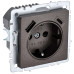 BRITE Розетка 1-местная с заземлением с защитными шторками 16А с USB A+C 18Вт РЮш11-1-БрТБ темная бронза IEK