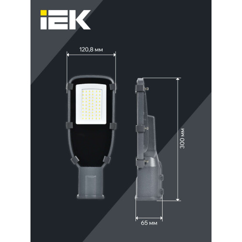 Светильник светодиодный консольный ДКУ 1002-30Д 5000К IP65 серый IEK