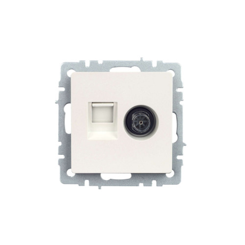 BRITE Розетка двойная TV+RJ45 кат.5E РТВ/РК12-БрЖ жемчуг IEK