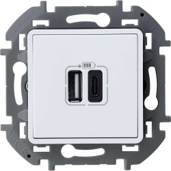 INSPIRIA Зарядное устройство USB А+С 3000мА 5Вбелый