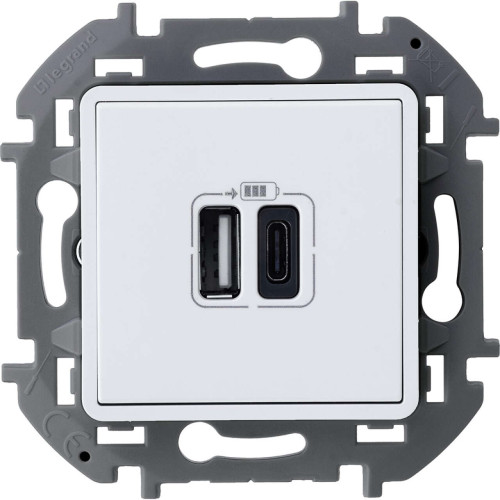INSPIRIA Зарядное устройство USB А+С 3000мА 5Вбелый