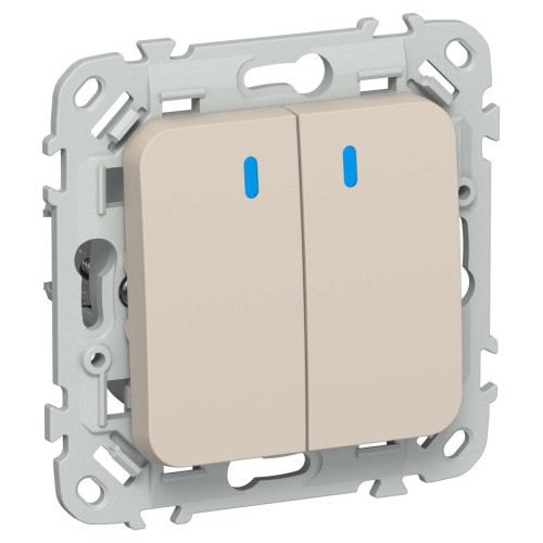 FLITE Выключатель 2-клавишный с индикацией 10А ВС12-1-1-ФлЛ льняной IEK