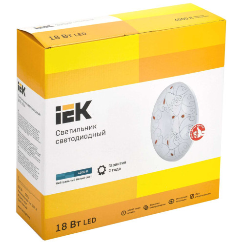 Светильник светодиодный ДПБ 2004 18Вт IP20 4000К круг белый IEK