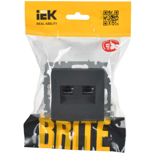BRITE Розетка компьютерная двойная RJ45 кат.6 РК11-2-БрГ графит IEK