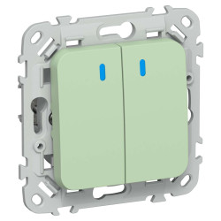 FLITE Выключатель 2-клавишный кнопочный с индикацией 10А ВС12-2-1-ФлФ фисташковый IEK