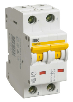Автоматический выключатель ВА47-60 2Р 16А 6кА B IEK