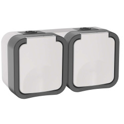 TORS Розетка 2-местная горизонтальная 16А IP55 TS222 серо-белый IEK