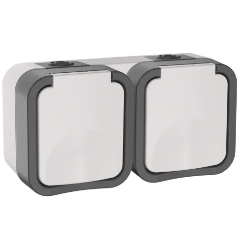 TORS Розетка 2-местная горизонтальная 16А IP55 TS222 серо-белый IEK