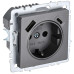 BRITE Розетка 1-местная с заземлением с защитными шторками 16А с USB A+C 18Вт РЮш11-1-БрС сталь IEK