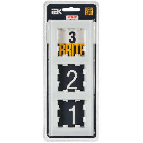 BRITE Рамка 3-местная РУ-3-2-Бр стекло белый матовый IEK