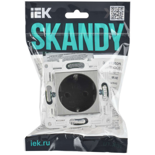 SKANDY Розетка с заземлением без защитных шторок 16А SK-R05N металл никель IEK