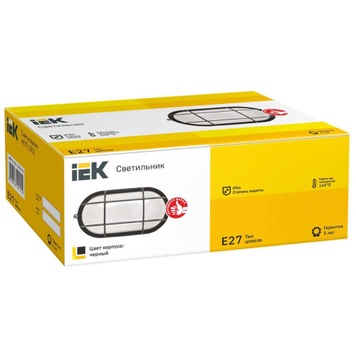 Светильник НПП1202 овал с решеткой 100Вт IP54 черный IEK