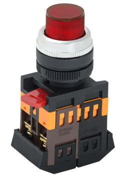Кнопка ABLFP-22 красный d=22мм неон/240В 1з+1р IEK
