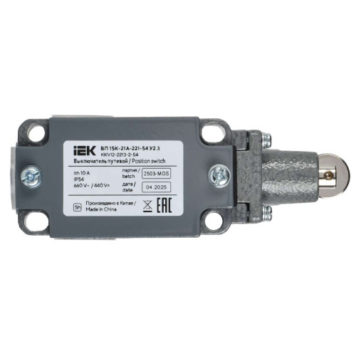 Выключатель путевой ВП 15К-21А-221-54 У2.3 толкатель с роликом прямого действия IEK Выключатель путевой ВП 15К-21А-221-54 У2.3 толкатель с роликом прямого действия IEK