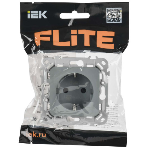 FLITE Розетка с заземлением с защитными шторками безвинтовое крепление 16А РСш11-1-ФлС серый IEK