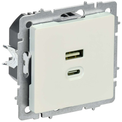 BRITE Розетка USB A+C 45Вт высокоскоростная зарядка РЮ11-2-БрЖ жемчуг IEK