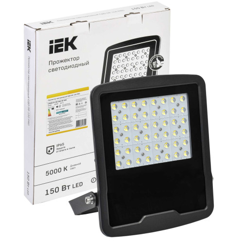 Прожектор светодиодный СДО 08-150 PRO 60град 5000К IP65 черный IEK