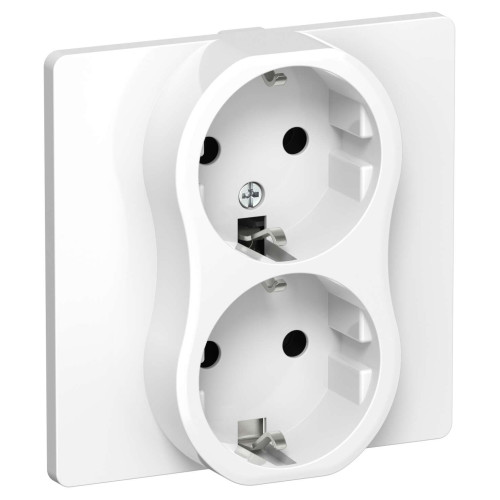 FLITE Розетка 2-местная с заземлением без защитных шторок безвинтовое крепление 16А РС12-1-К-ФлБ белый IEK