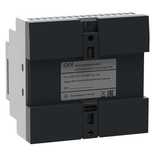 ПЛК 430 Модуль ЦПУ 4 DI 6 UI (0-10 В/DI) 2 UI (0-10 В/0-20 мА/DI) 6 RO 24В DC с Ethernet портом с экраном ONI