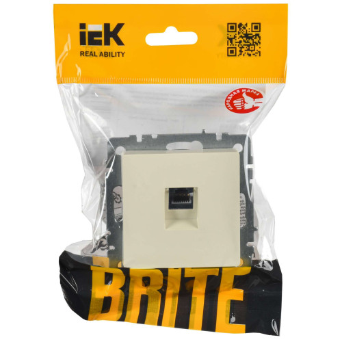 BRITE Розетка компьютерная RJ45 кат.6 РК11-БрКр бежевый IEK