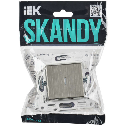 SKANDY Выключатель 1-клавишный с индикацией 10А SK-V07N металл никель IEK