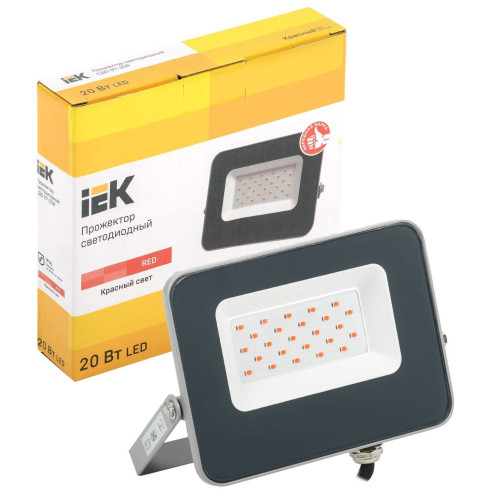 Прожектор светодиодный СДО 07-20R red IP65 серый IEK