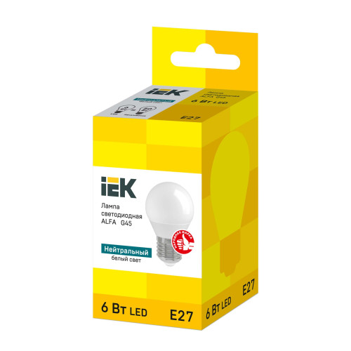 Лампа светодиодная ALFA G45 шар 6Вт 230В 4000К E27 IEK