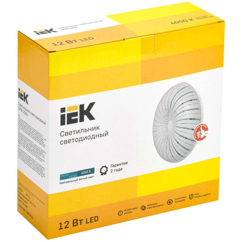 Светильник светодиодный ДПБ 2006 12Вт IP20 4000К круг белый IEK
