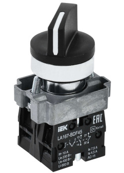 Переключатель LA167-BDF45 на 2 положения 1NO+1NC черный IEK