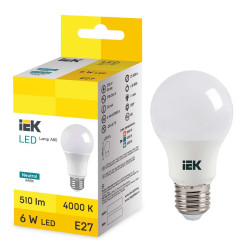 LED Bulb A60 6W 4000K E27 IEK