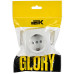 GLORY Розетка 1-местная для открытой установки с заземлением с защитными шторками 16А РСш20-3-ХБм белый матовый IEK