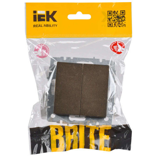 BRITE Выключатель 2-клавишный проходной 10А ВС10-2-6-БрТБ темная бронза IEK