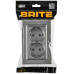 BRITE Розетка 2-местная с заземлением с защитными шторками плоская 16А в сборе РСшПл12-3-БрС сталь IEK