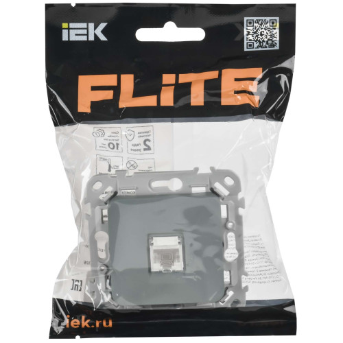 FLITE Розетка компьютерная RJ45 категория 5Е UTP РК5е-1-0-ФлС серый IEK