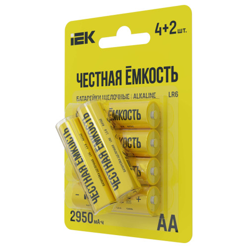 Батарейка щелочная Alkaline LR6/AA (4+2шт/блистер) ПРОМО IEK