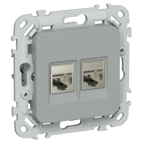 FLITE Розетка 2-местная RJ45/RJ11 категория 5Е/3 STP РКТ5е/3-2-1-ФлС серый IEK
