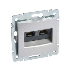 VALENA Розетка компьютерная двойная RJ45 10GB категория 6 STP алюминий