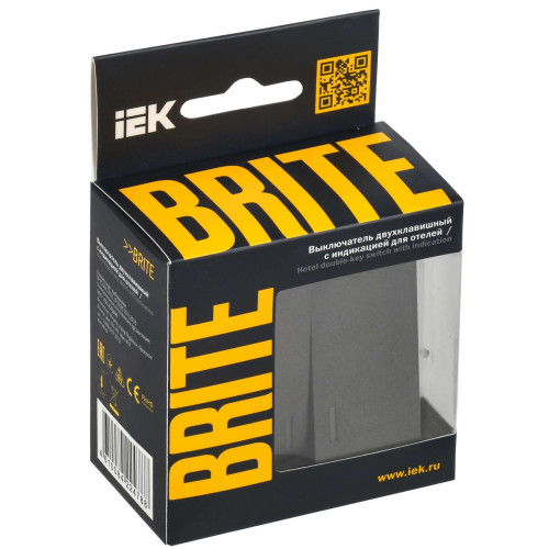 BRITE Выключатель 2-клавишный с индикацией для отелей 10А ВС10-2-9-БрТБ темная бронза IEK